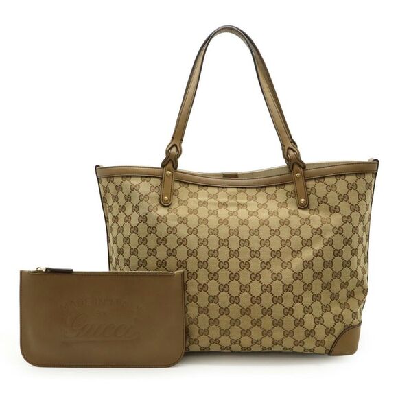 Gucci GG Canvas Leather Tote Bag - Picture 1 of 9